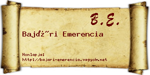 Bajári Emerencia névjegykártya